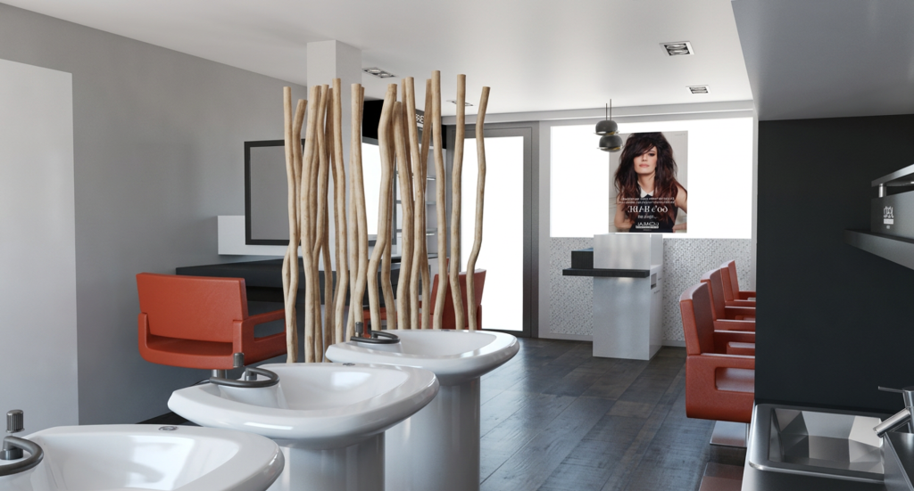 éviers du salon de coiffure