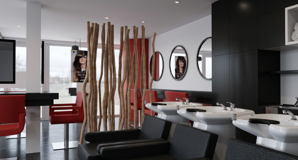 vasques du salon de coiffure